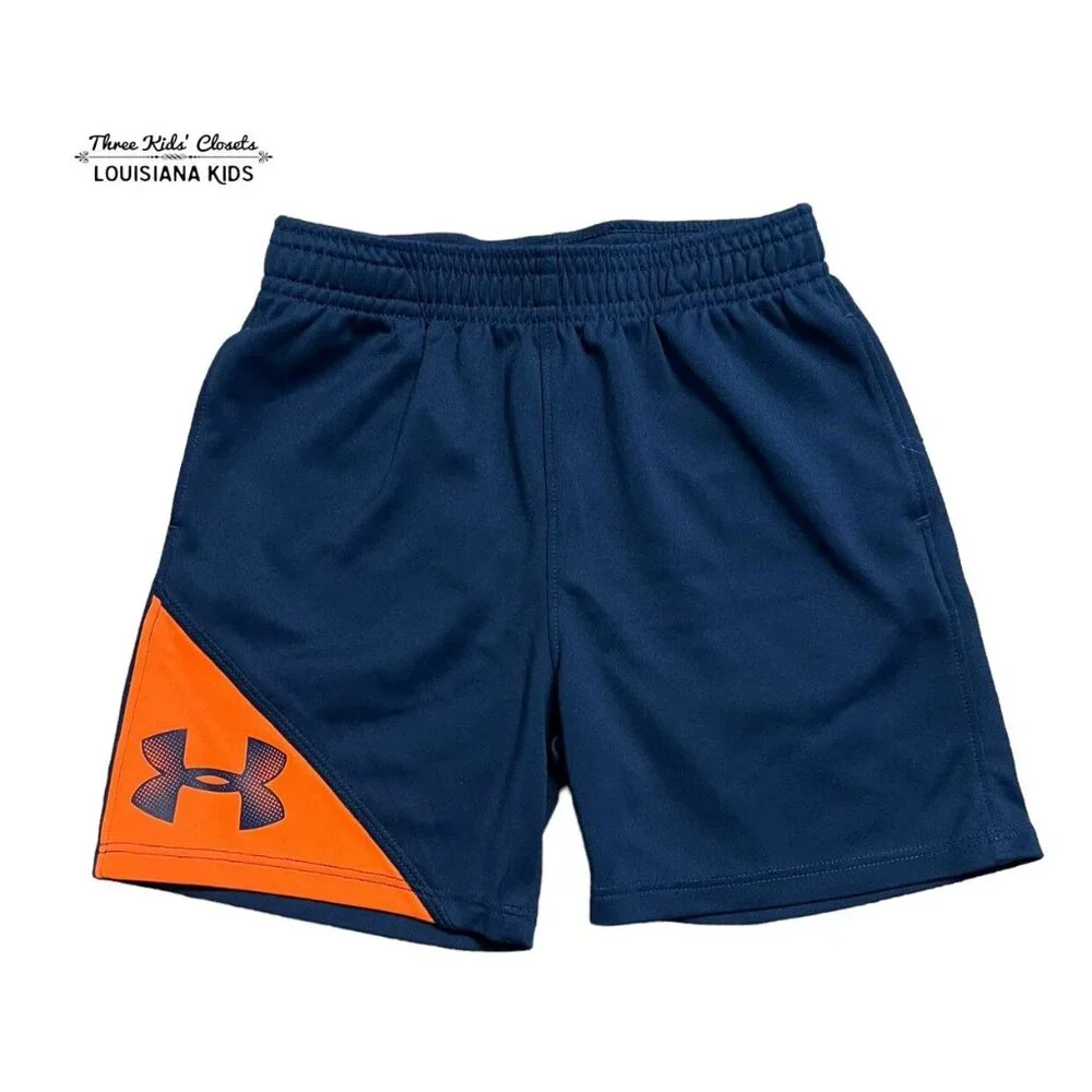 Under Armour 2T Navy Blue & Orange Athletic Shorts